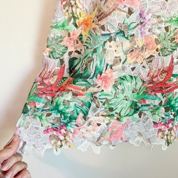 🔴Anthropologie Inari Floral Fiore Lace Cut Out Sleeveless Tank Top Unlined SZ S - Picture 7 of 11